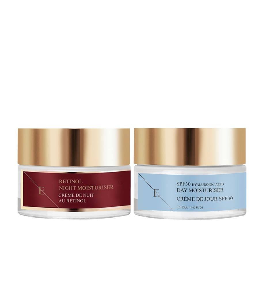 Crème de nuit au rétinol + crème de jour SPF 30 à l'acide hyaluronique - 2 x 50 ml
