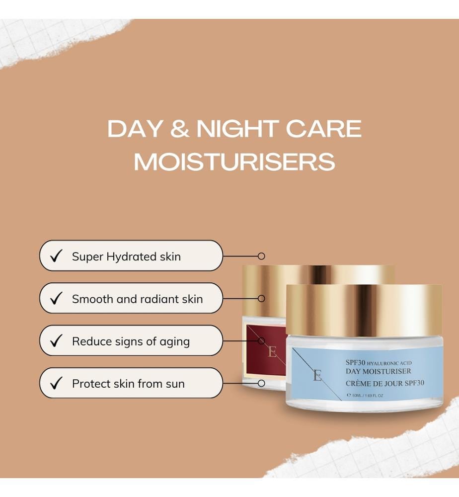 Crème de nuit au rétinol + crème de jour SPF 30 à l'acide hyaluronique - 2 x 50 ml