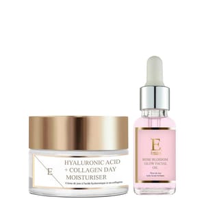 Rose Blossom Glow Facial Oil - 30 ml + Hyaluronic Acid & Collagen Day Cream - 50 ml