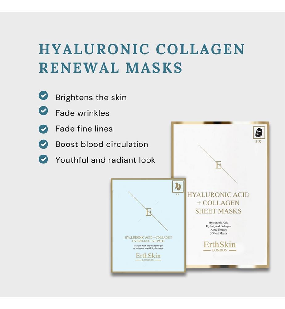 Hyaluronic Acid & Collagen Mask 3 Sheets + Hyaluronic Acid + Collagen Hydrogel Eye Pads 5 x 2
