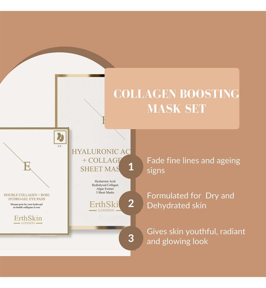 Hyaluronic Acid & Collagen Mask 3 Sheets + Double Collagen + Rose Hydrogel Eye Pads 5 x 2