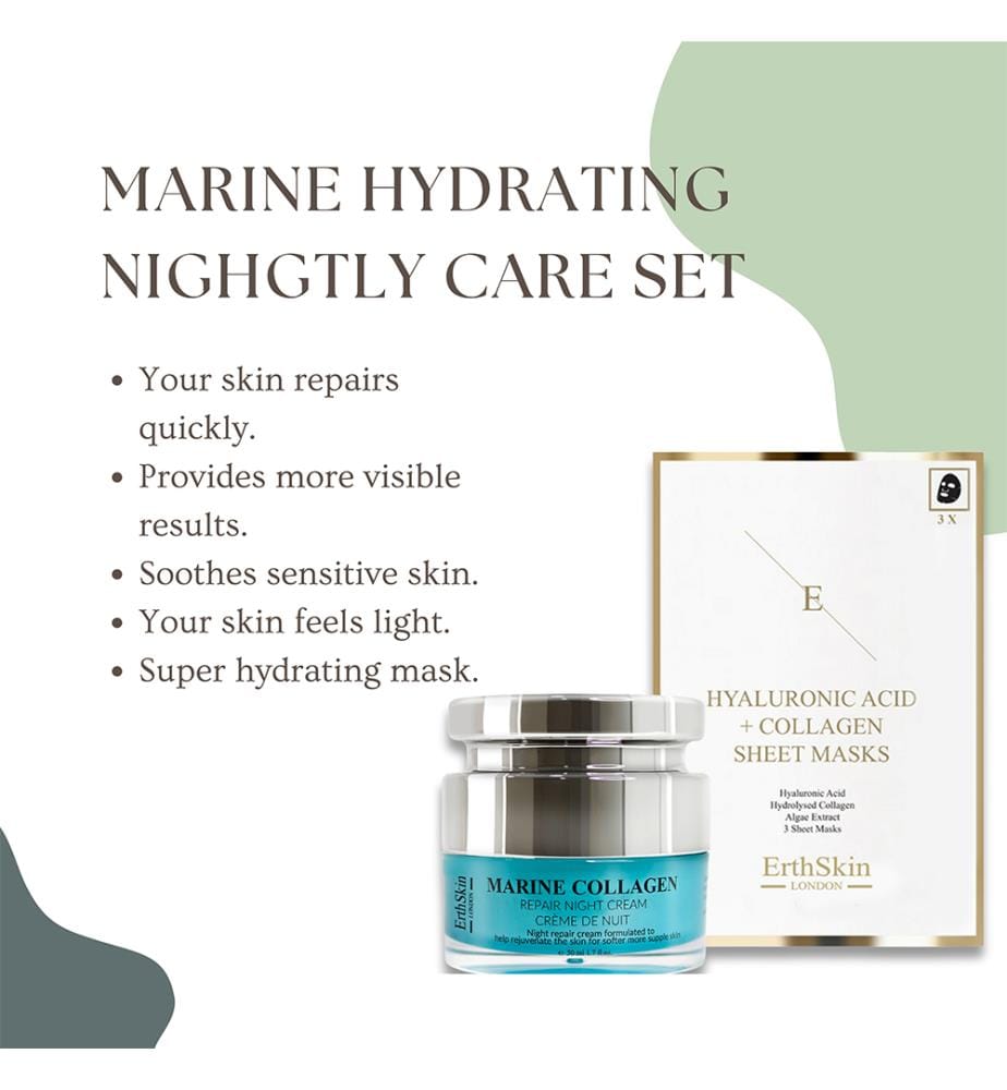 Marine Collagen Night Cream 50 ml + Hyaluronic Acid & Collagen Mask 3 Sheets