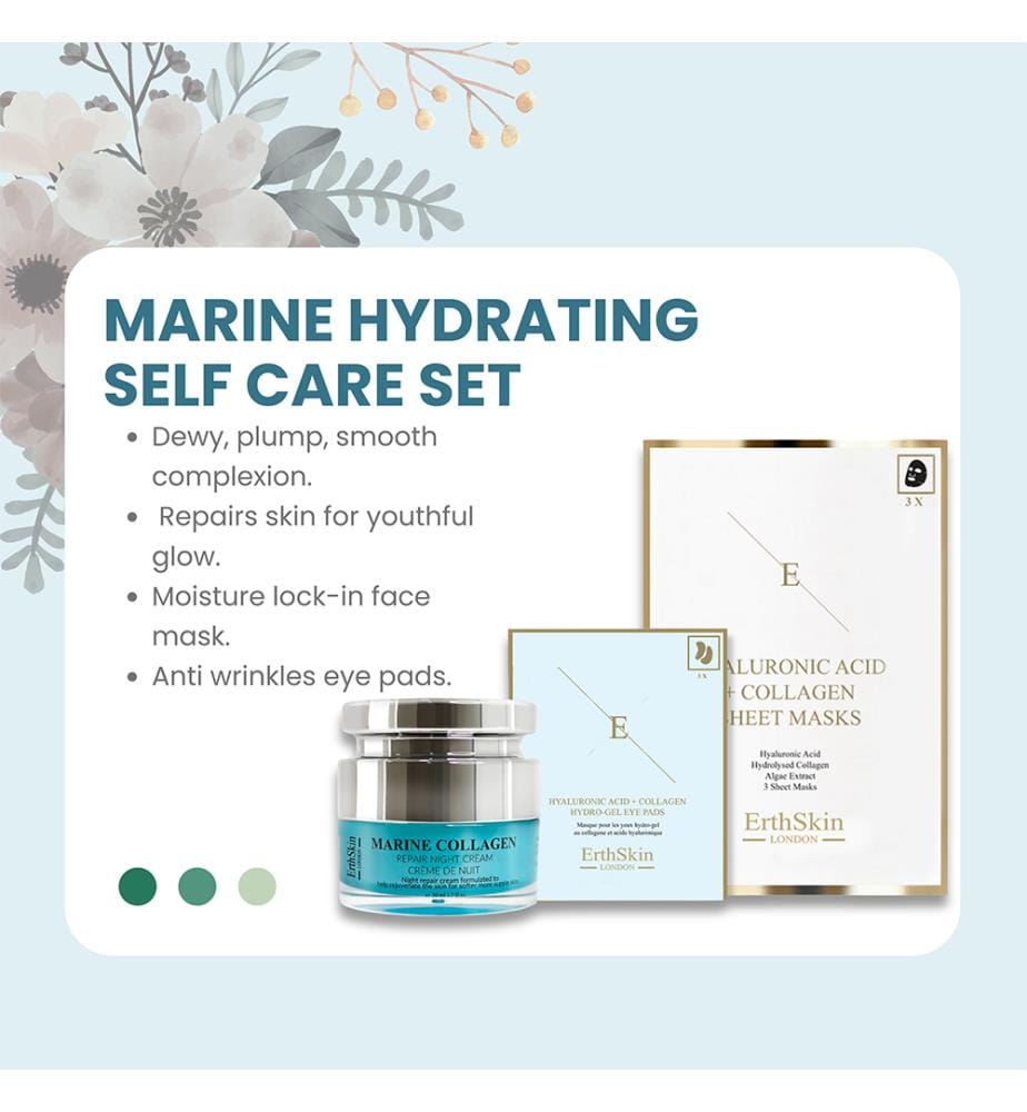 Marine Collagen Night Cream 50 ml + Hyaluronic Acid & Collagen Mask 3 Sheets + Hyaluronic Acid + Collagen Hydrogel Eye Pads 5 x 2