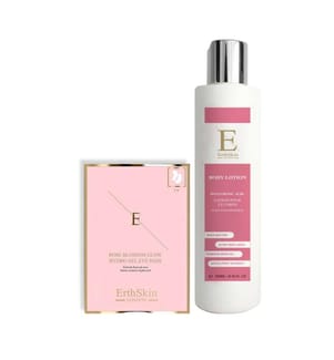 Set of 2 Hyaluronic Acid + Collagen Body Lotion - 250 ml + Hydro-Gel Eye Tips Rose Blossom Glow 5