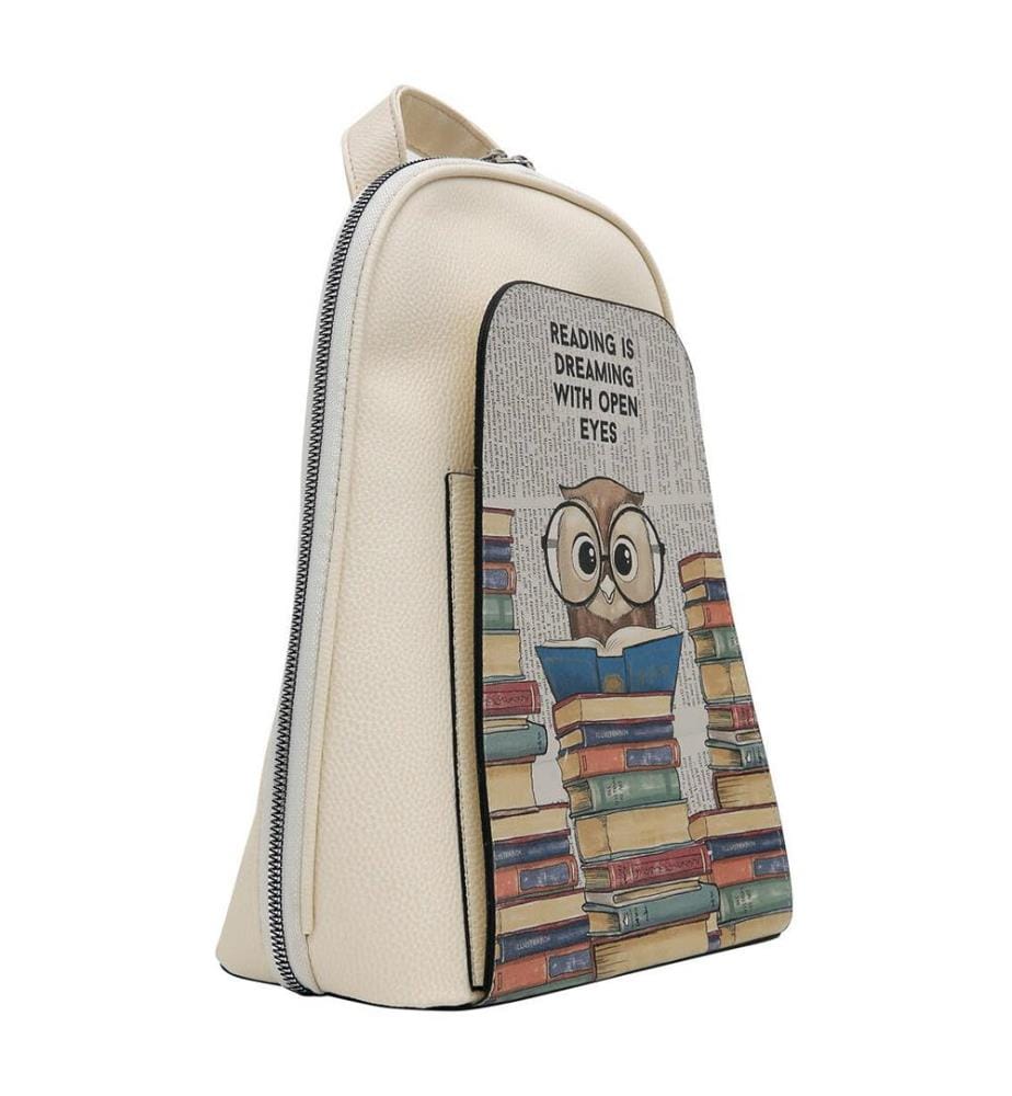 Veganer Rucksack The Wise Owl (Krem) Design - Mehrfarbig