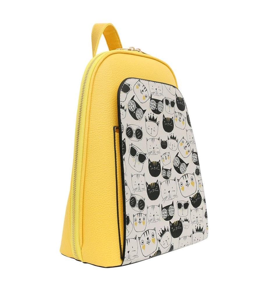 Rucksack aus veganem Leder - Monochrome Cats - Mehrfarbig