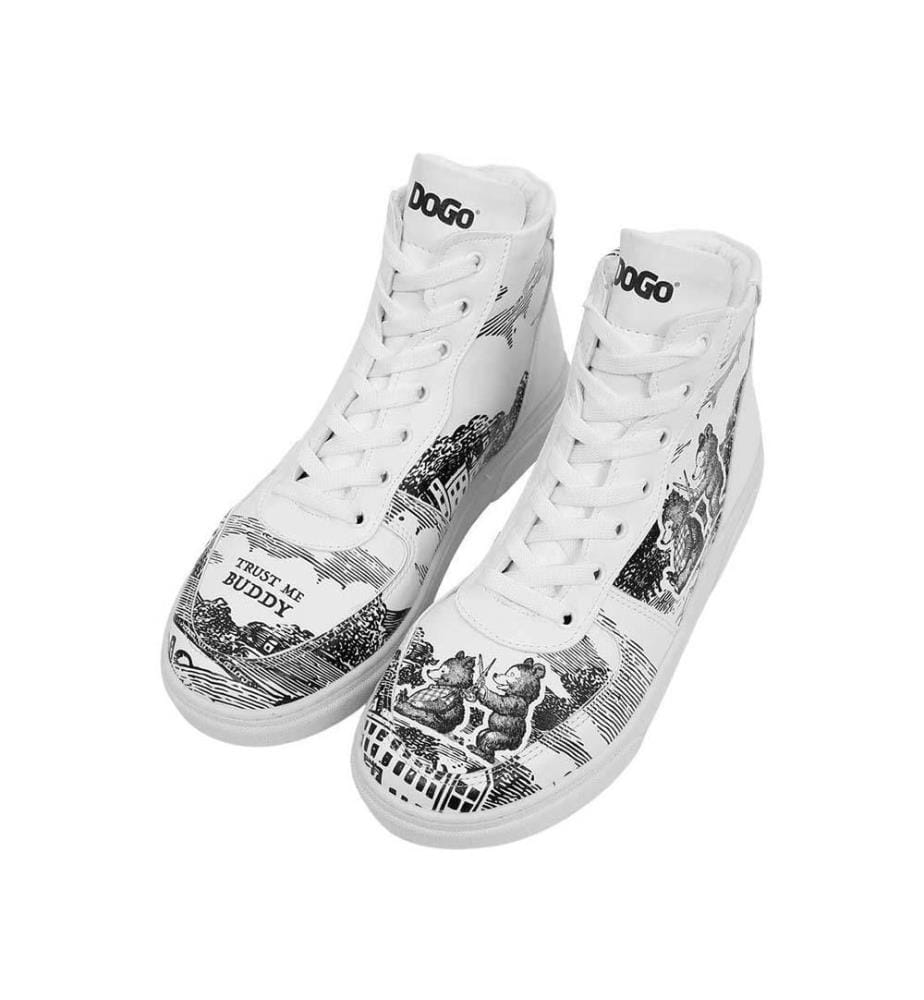 Hohe Turnschuhe aus veganem Leder in Weiss - Trust Me Buddy Design
