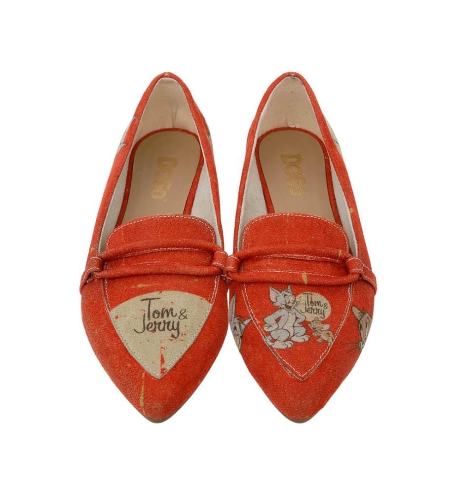 Ballerines en cuir Végétal orange - Warner Bros Tom & Jerry Design