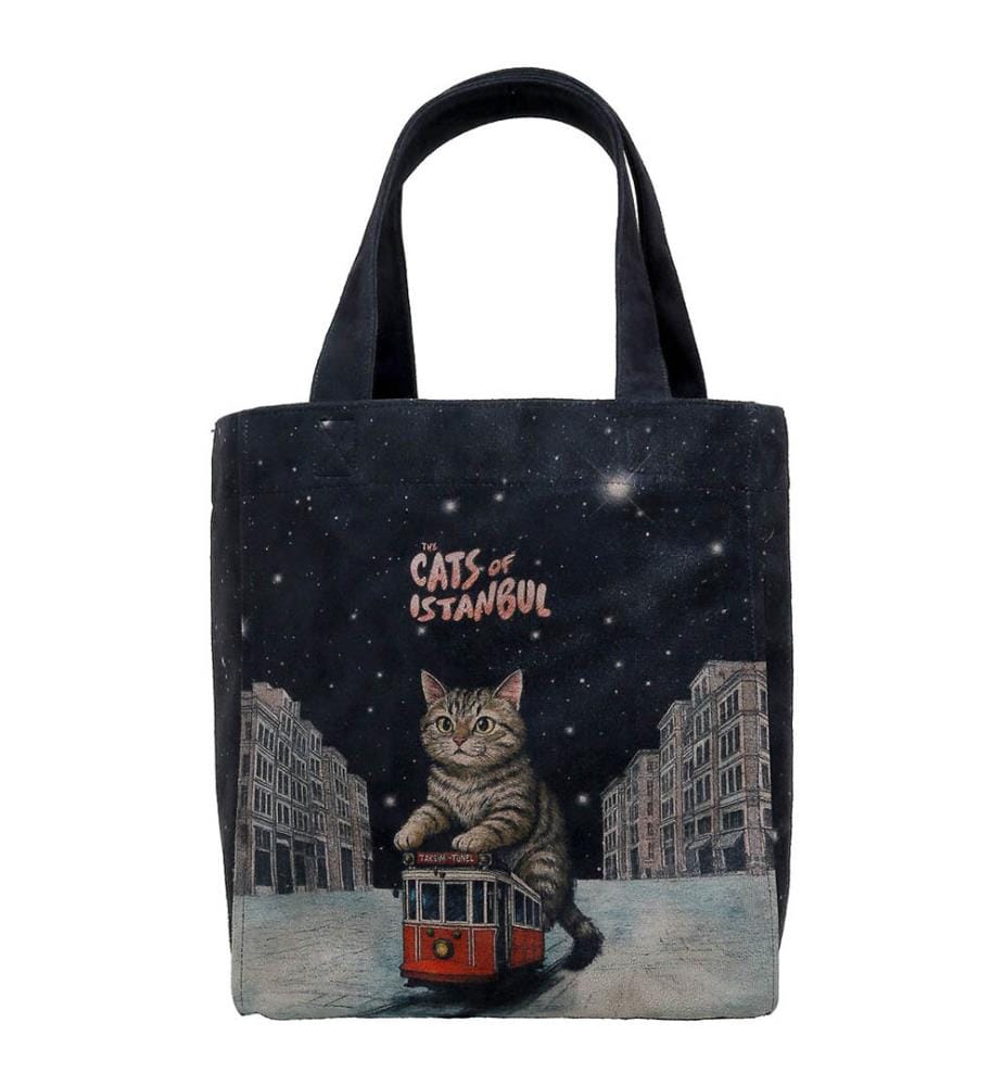 Grand sac fourre-tout noir pour femmes, modèle « Paws on Taksim »