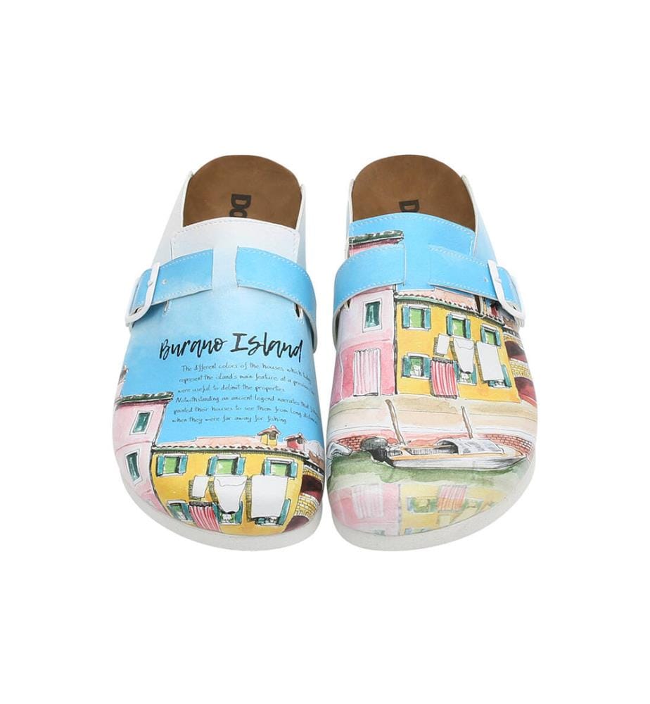 Pantofole in pelle vegana turchese - Burano Island Design