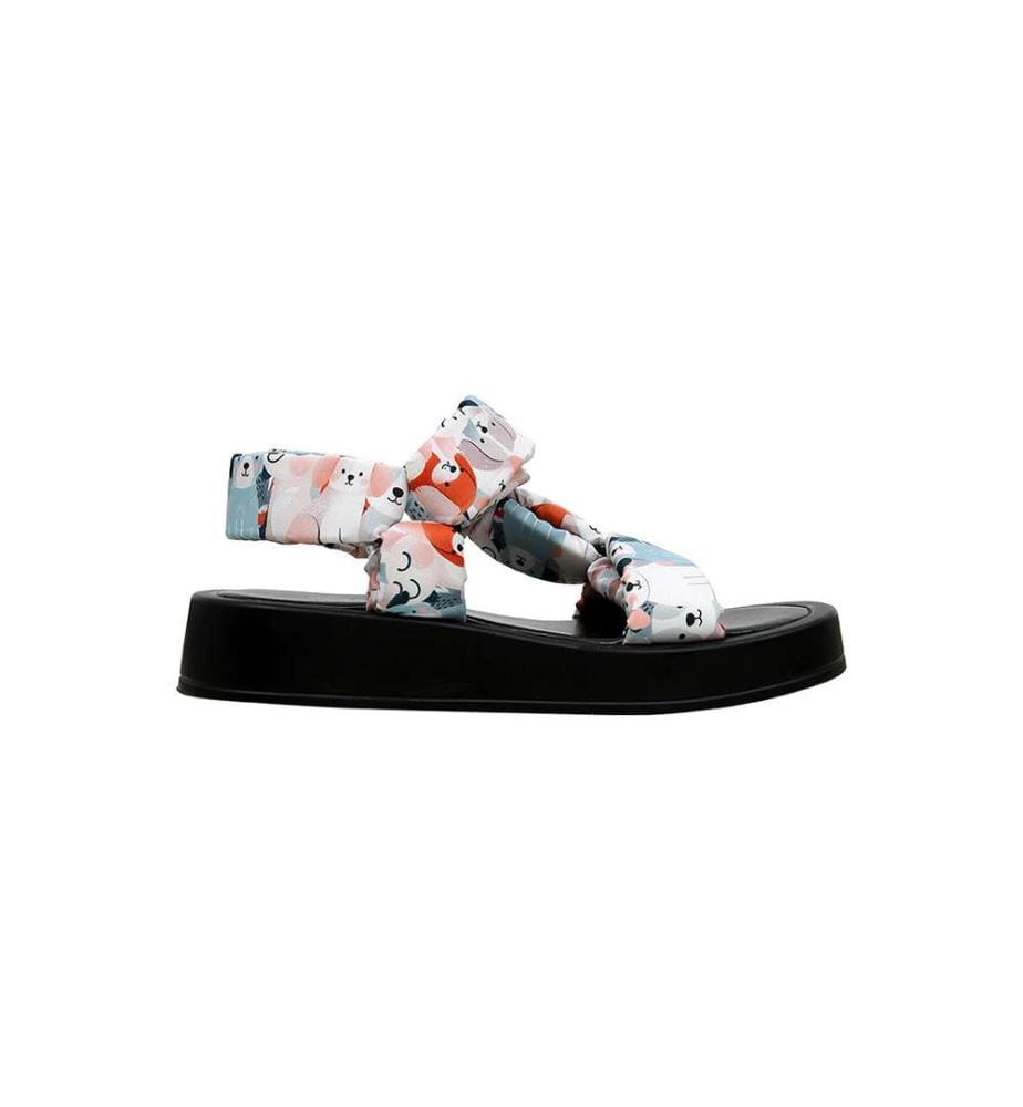 Mehrfarbige Keilsandalen aus veganem Leder - Curious Eyes