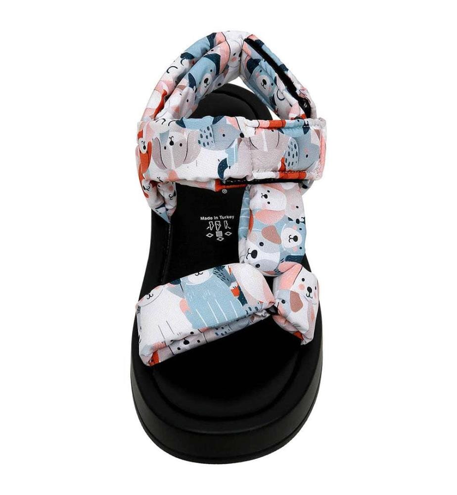 Mehrfarbige Keilsandalen aus veganem Leder - Curious Eyes