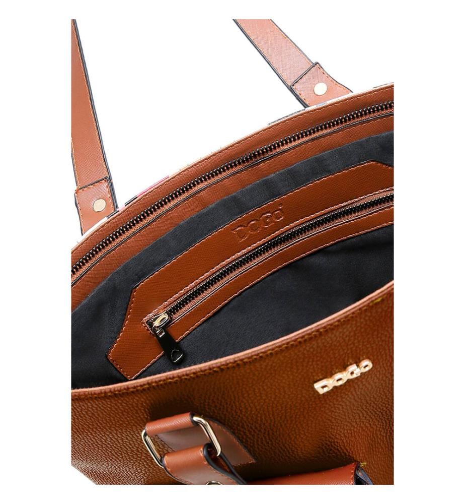 Borsa a tracolla in pelle vegana marrone - Mai perdere un tramonto di design