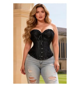 Sexy schwarzes Korsett im Palast-Stil mit Stäbchen - Schwarz