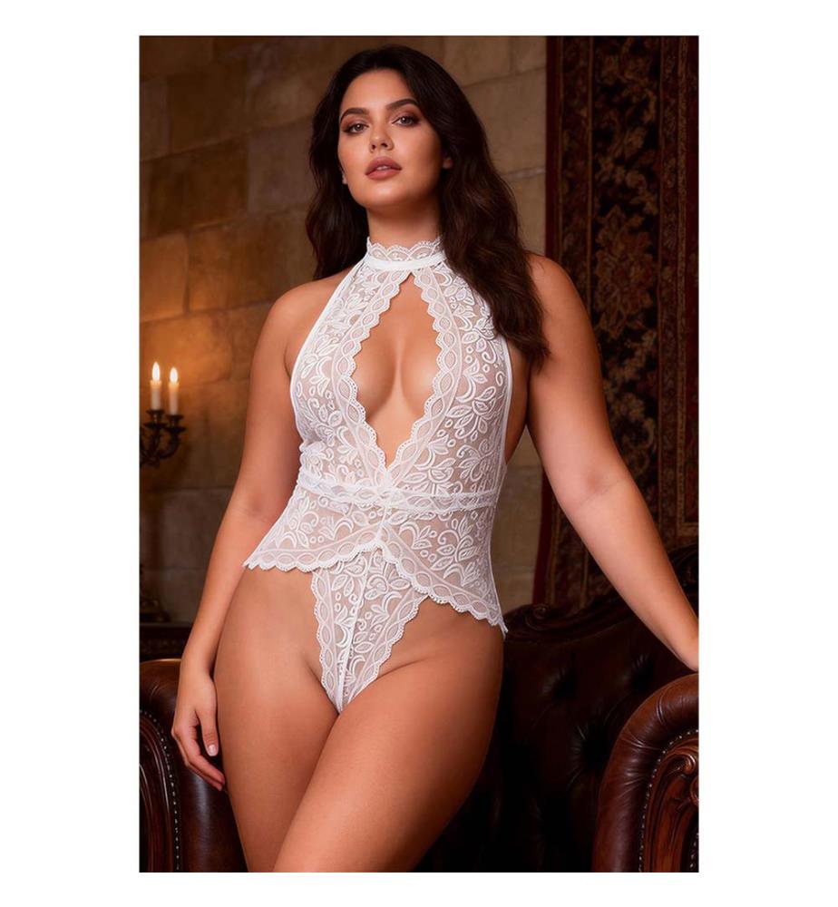 Spitzen-Body mit offenen Cups - Weiss