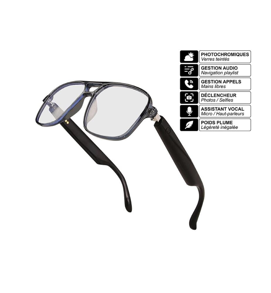 Lunettes connectées EKO - Modèle Sharp - Noir