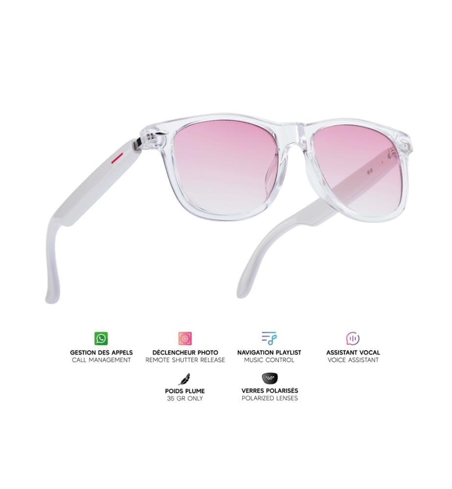 Dione Connected Glasses - Weiss & Transparent & Pink getönte Gläser
