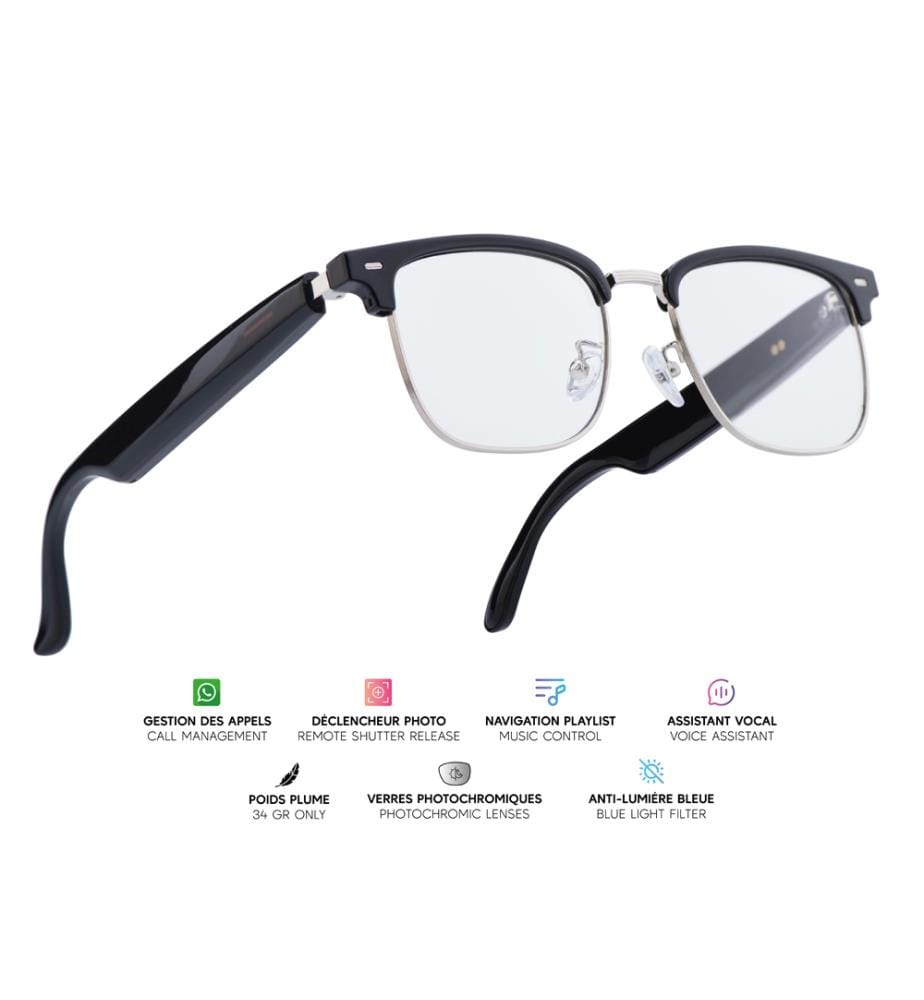 Lunettes connectées Vega - Noir & Argent