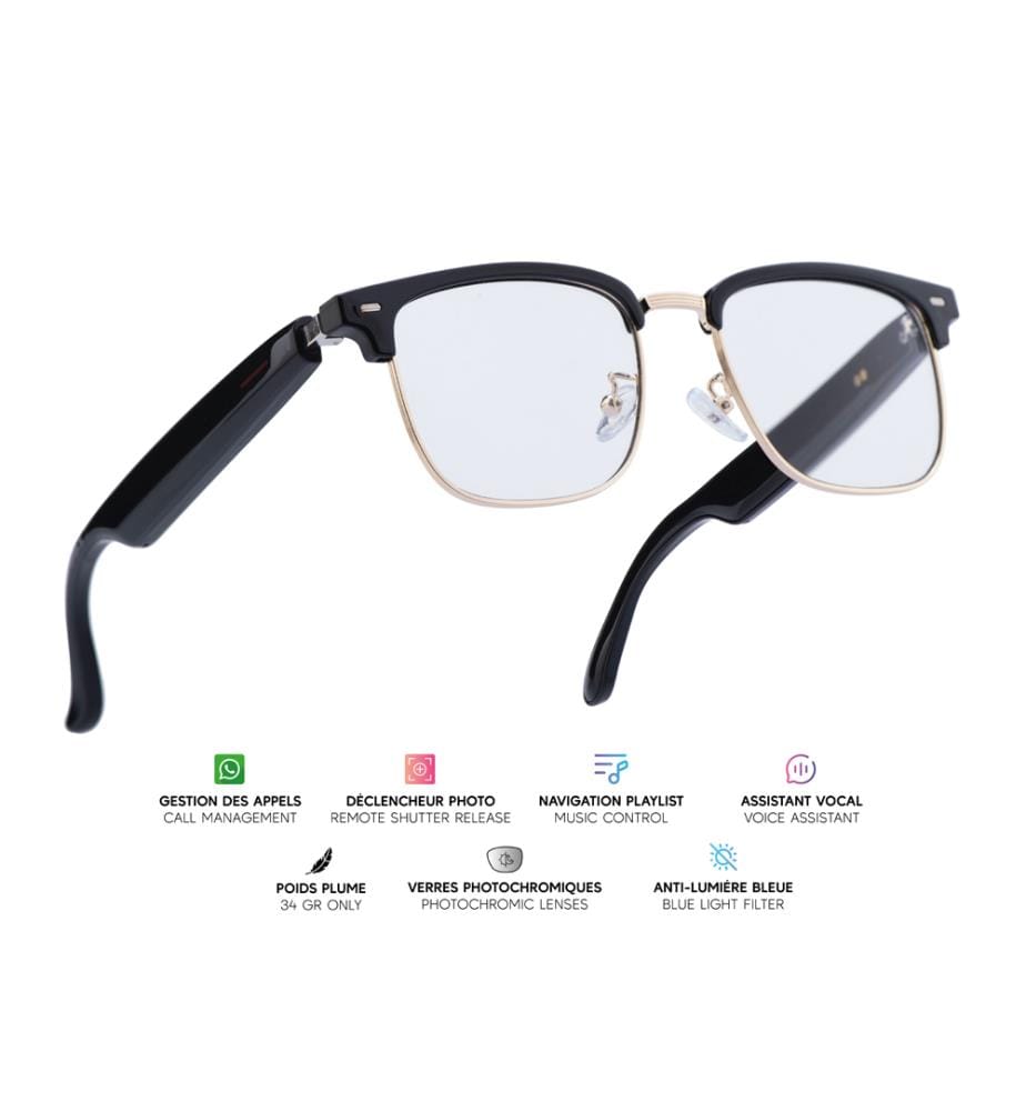 Lunettes connectées Vega - Noir & Doré
