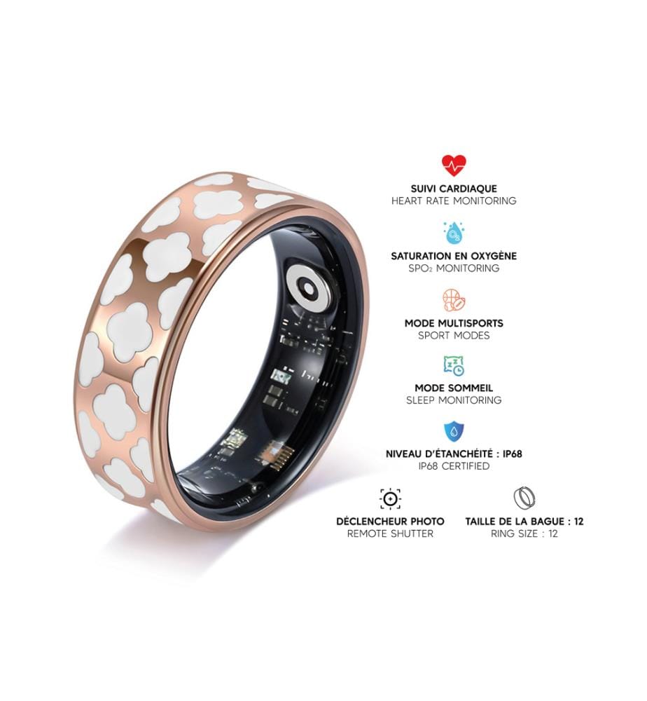 Bague connectée Ursa - Or Rose & Blanc (Taille 12)