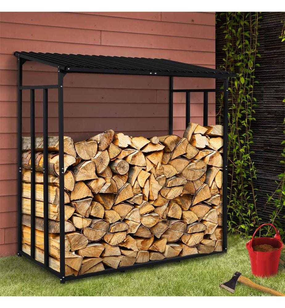 Holzschuppen aus Metall 3 St. mit Schutzhülle mit Reissverschluss - Schwarz