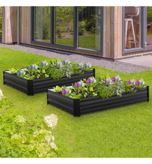 2er-Set Gemüsegartenquadrate aus Metall 115x80x20cm - Schwarz