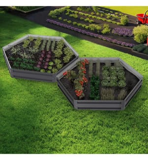 2er-Set sechseckigen Gemüsegartenquadraten aus Metall 120cm - Anthrazitgrau