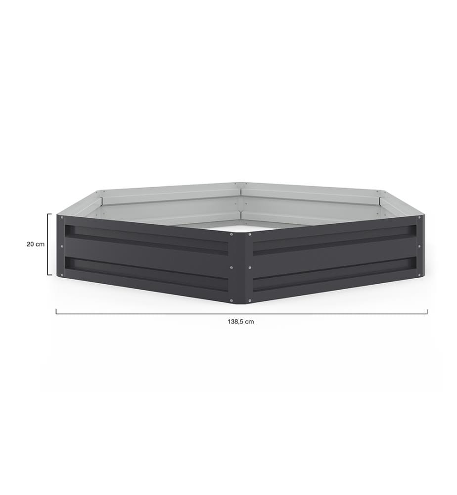 2er-Set sechseckigen Gemüsegartenquadraten aus Metall 120cm - Anthrazitgrau
