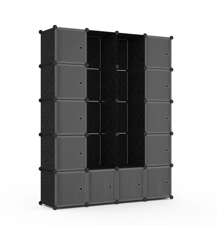 Multifunktionaler Aufbewahrungsschrank 12 Würfel 143 x 36 x 178 cm - Schwarz