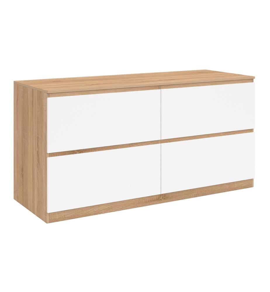 Mobile lavabo sospeso Tom a 4 cassetti - Marrone e bianco