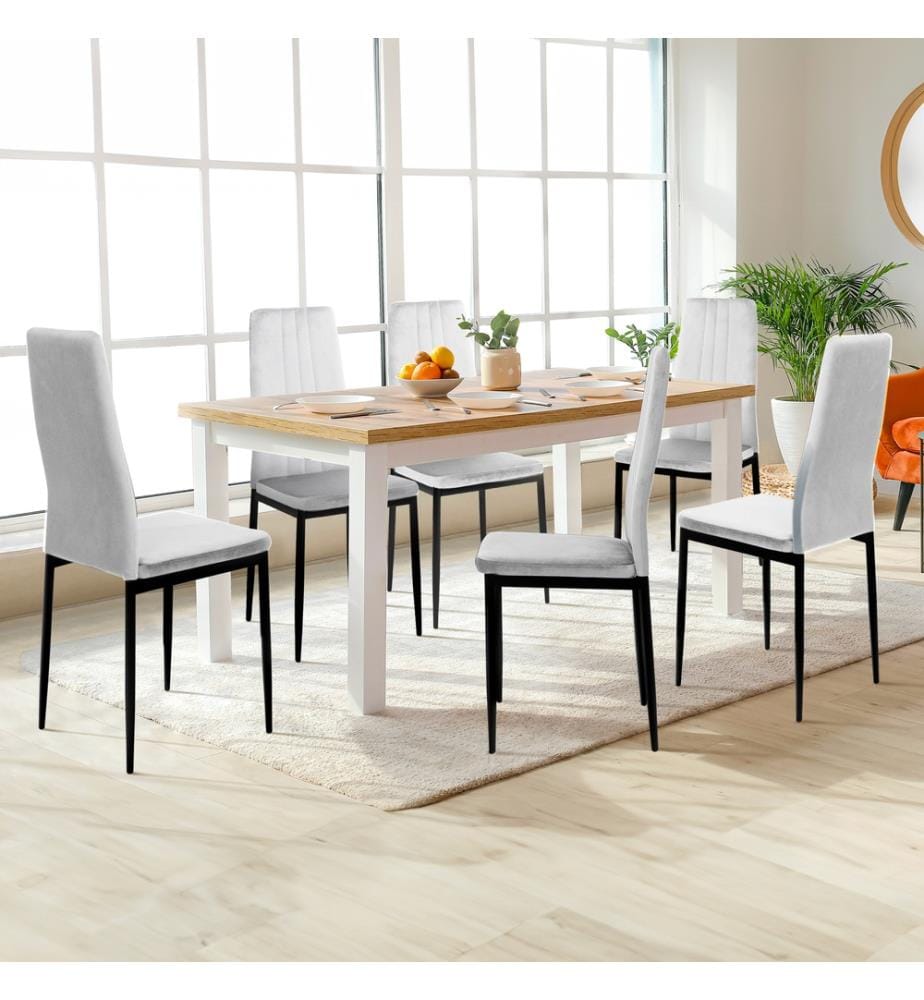 6er-Set Moderne Stühle Jade aus Velours - Hellgrau