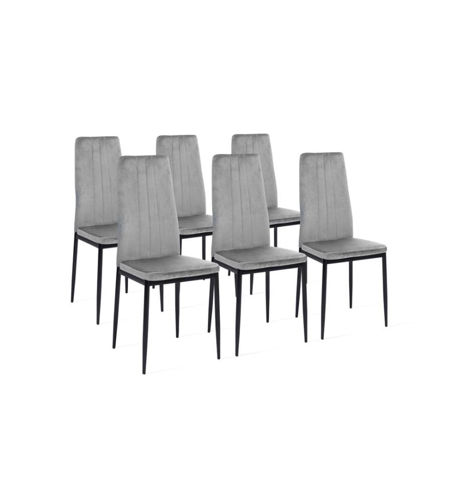 6er-Set Moderne Stühle Jade aus Velours - Hellgrau