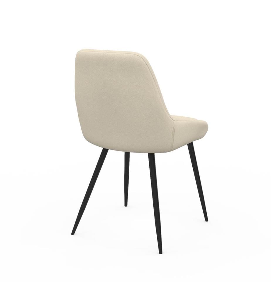 Satz von 4 Stühlen Ornella Sitzfläche aus beigem Stoff und schwarze Metallbeine