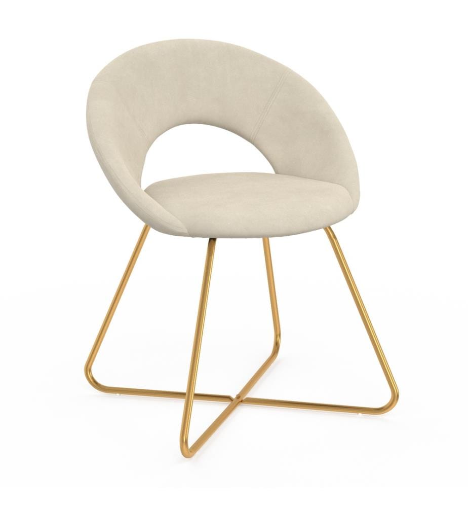 Lot de 2 Chaises Malone en Velours - Crème et Doré