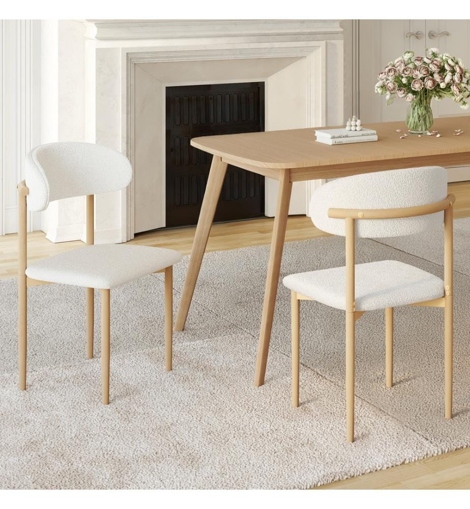 Satz von 6 Callisto-Stühlen mit Bouclé-Sitz und Holzbeinen