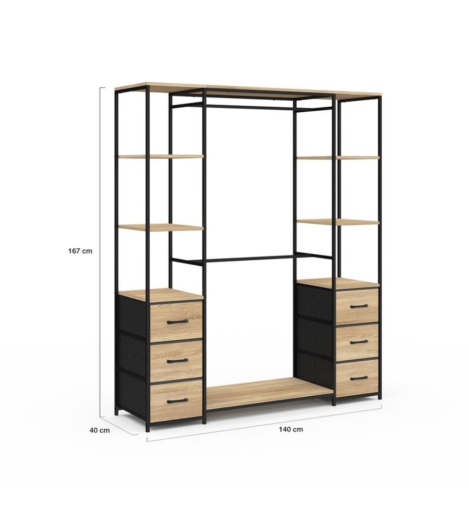 Dressing Iris double penderie - Brun et noir