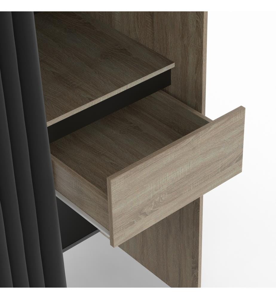 Dressing Justine extensible 120-180cm effet bois 5 tiroirs double colonne