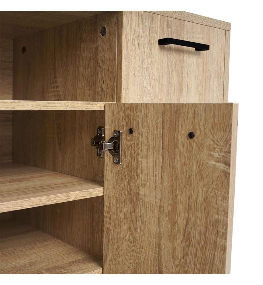 Industrielles Schuhmöbel Alan 3 Türen + Seitliche Nische - 18 Paar - 73.5 x 35 x 75 cm - Schwarz und Braun