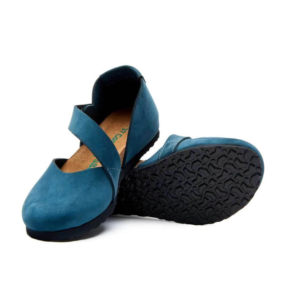 Escarpins en cuir avec semelle en liège - Navy-Nubuck