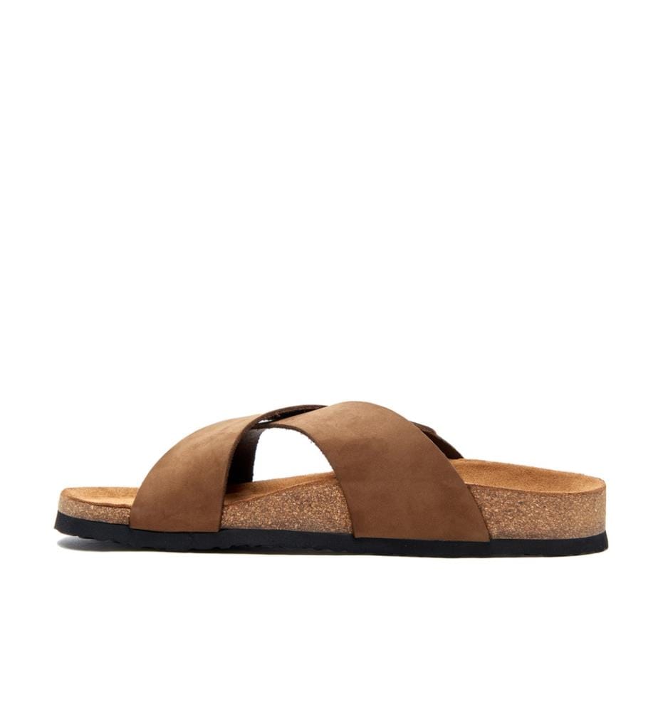 Ledersandalen mit anatomisch geformtem Korkfussbett - Sand-Nubuk