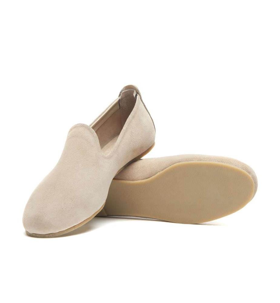 Leder Freizeitschuhe - Beige-Wildleder