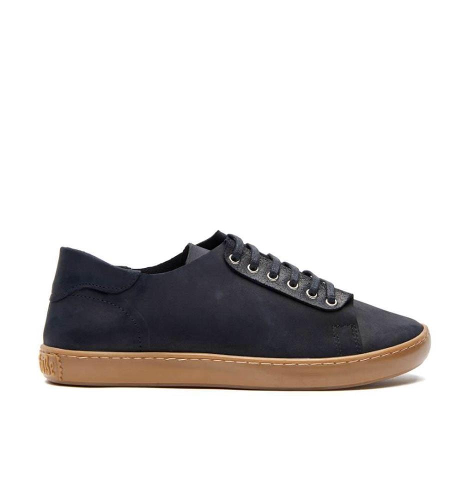 Leather Sneakers With Anatomically Shaped Cork Footbed  - Black-Nubuck 