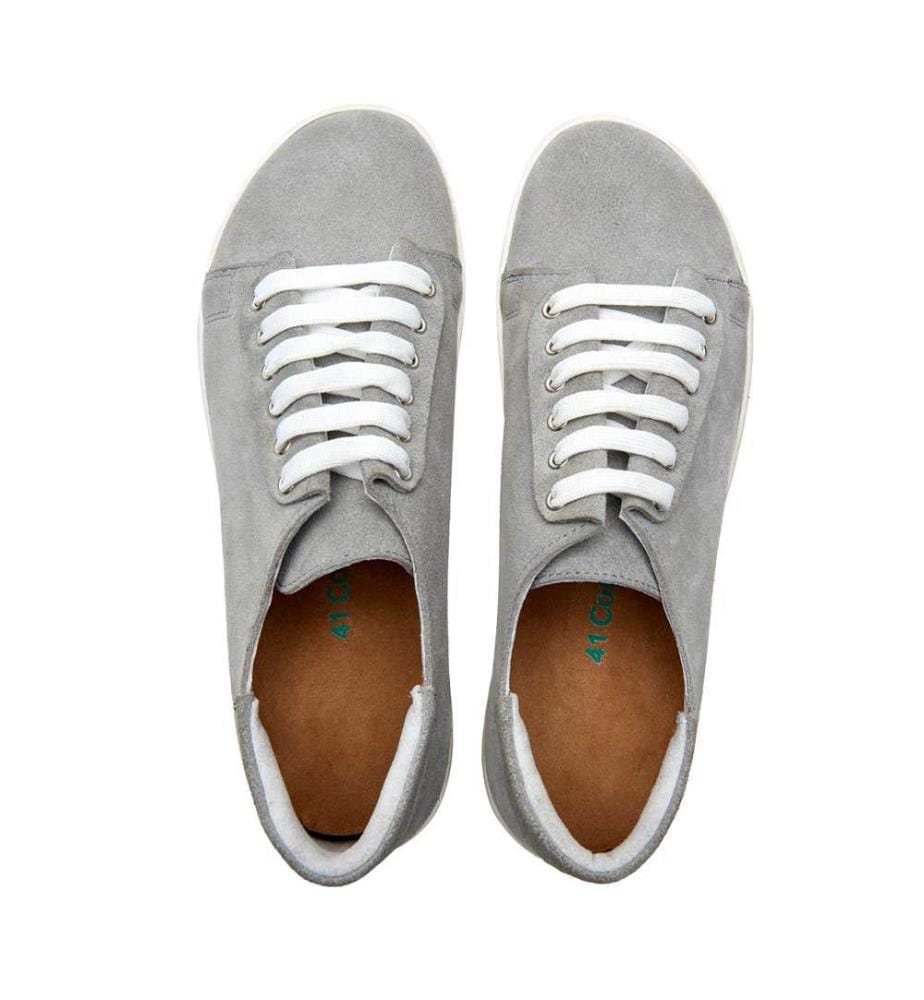 Baskets en cuir avec semelle anatomique en liège - Grey-Suede