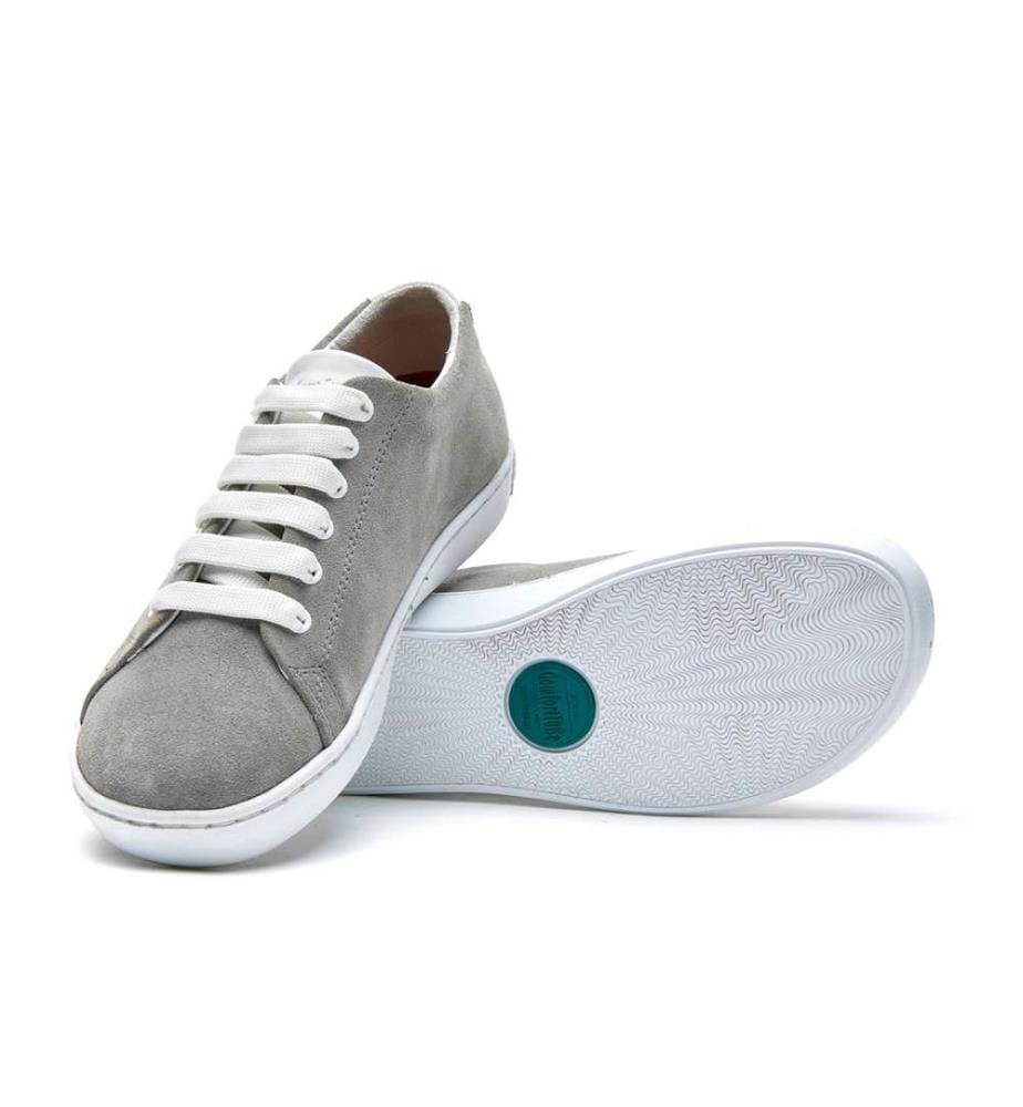 Baskets en cuir avec semelle anatomique en liège - Grey-Suede