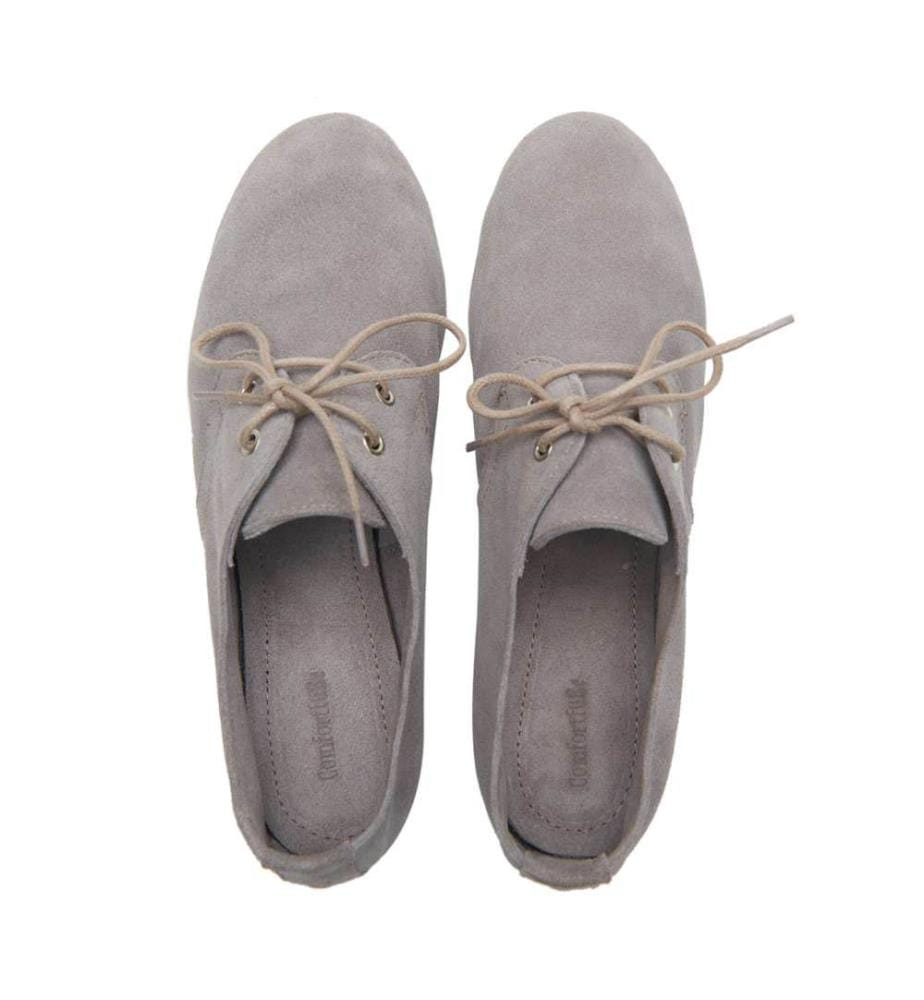 Leder Freizeitschuhe - Grau-Wildleder