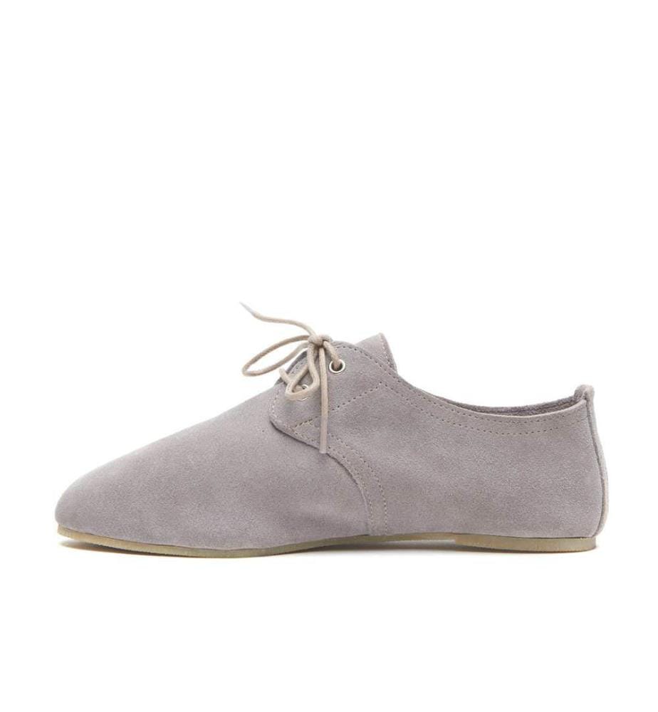 Leder Freizeitschuhe - Grau-Wildleder