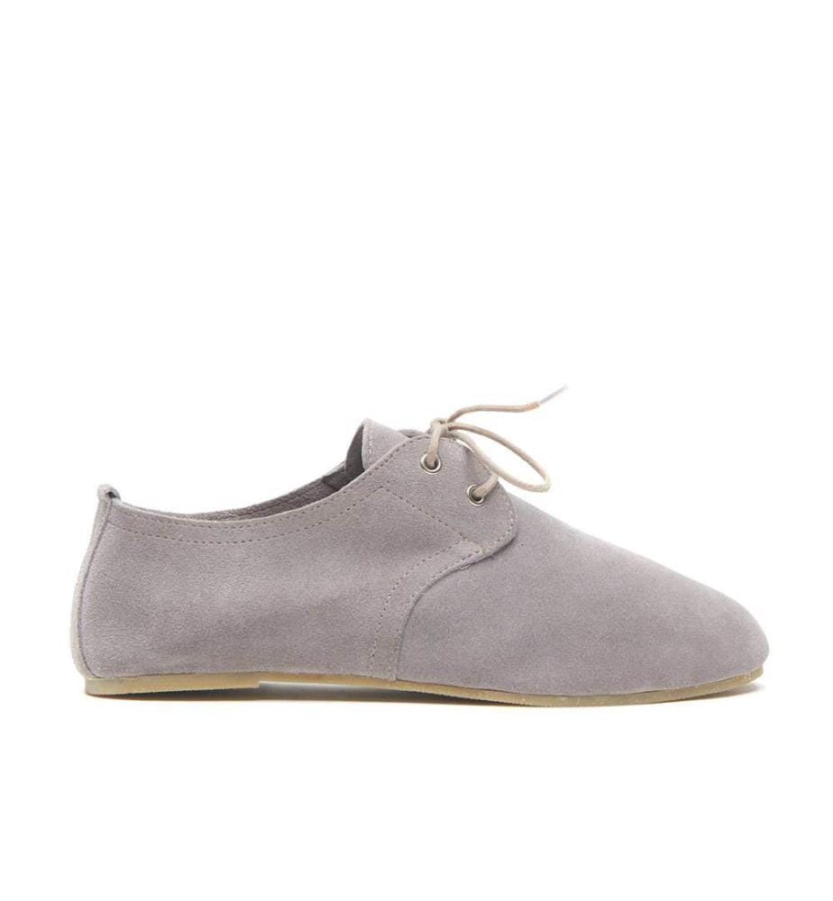 Leder Freizeitschuhe - Grau-Wildleder