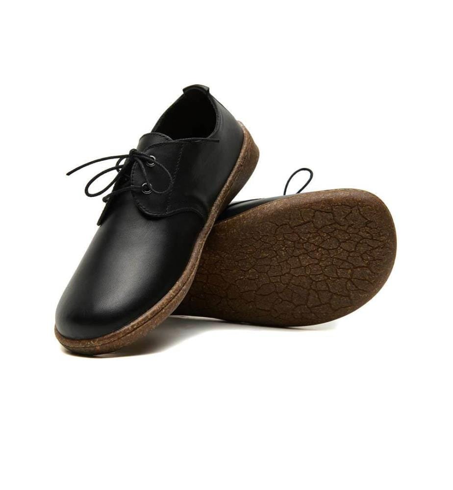 Lederschuhe mit anatomisch geformtem Korkfussbett - Schwarz-Nappa