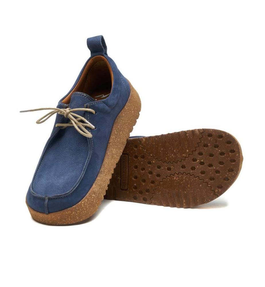 Lederschuhe mit Korksohle - Blau T.Nubuck