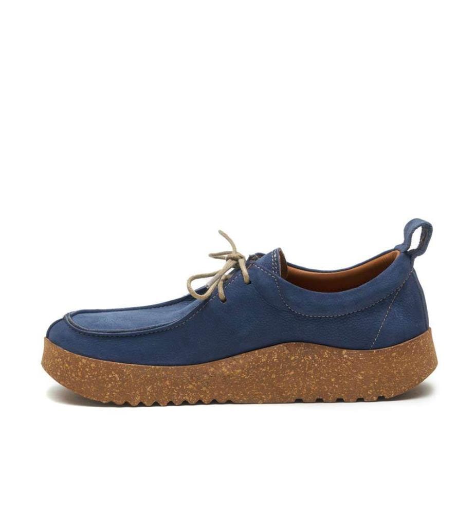 Lederschuhe mit Korksohle - Blau T.Nubuck